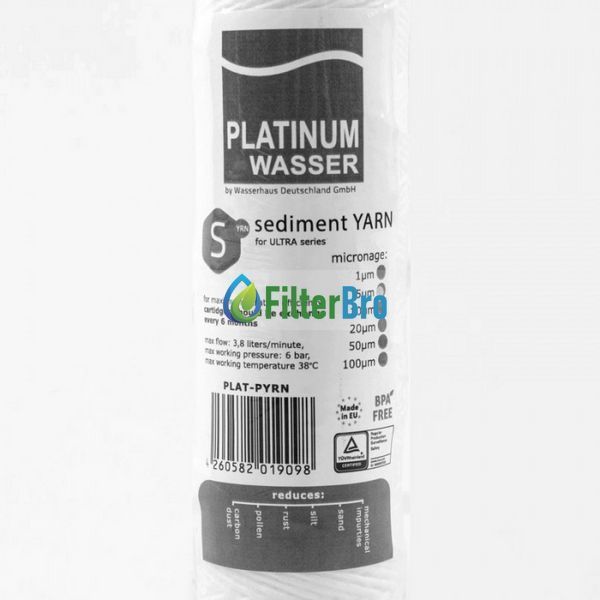 Картридж із поліпропіленової нитки Platinum Wasser PLAT-PYRN 10" 5 мкм 1556759640 фото