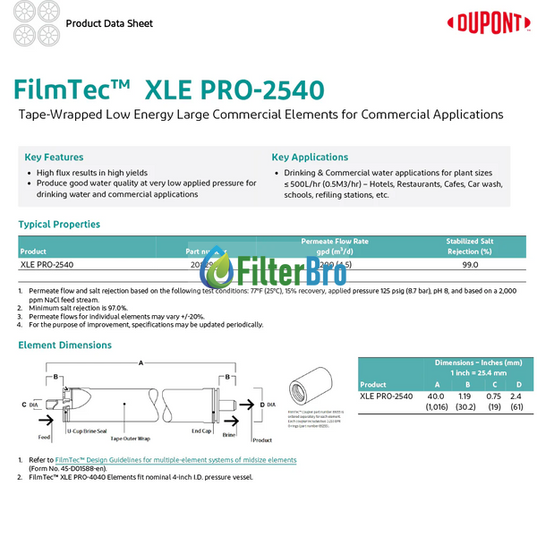 Мембрана зворотного осмосу DOW FILMTEC XLE-2540 938393154 фото